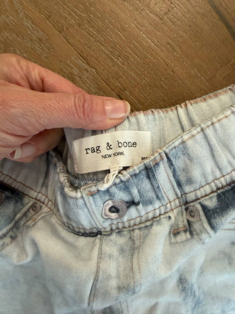 Rag & Bone NY Bleach Wash Pull On Denim Sweat Shorts Elastic Waist - Picture 2 of 3